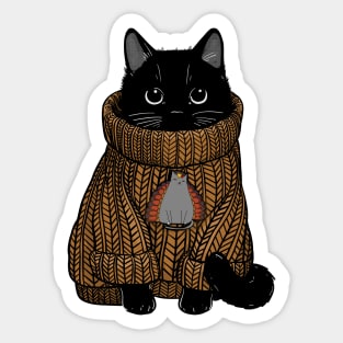 Cozy Turkey Sweater Cat Sticker